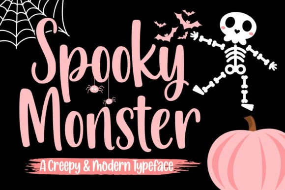 Spooky Monster cute creepy font preview for cartoon halloween graphics