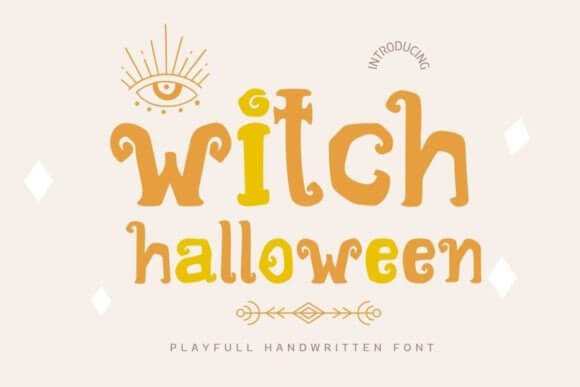 Witch Halloween mystical handwritten font preview for witchy designs