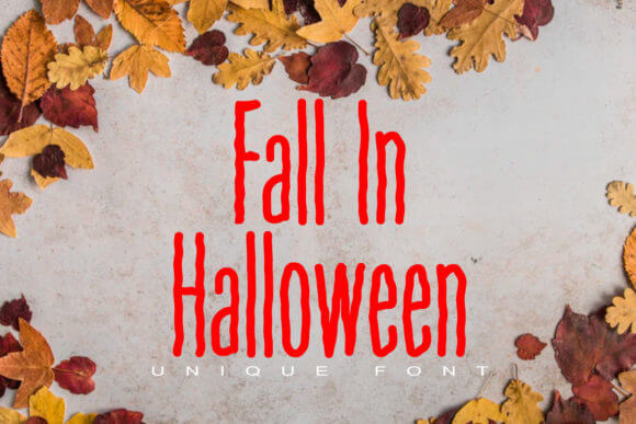 Fall In Halloween font preview with cozy spooky letters for autumn decorations