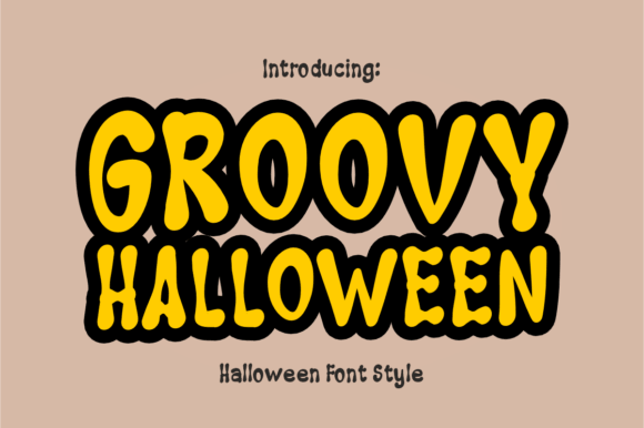 Groovy Halloween retro 70s style halloween font preview for colorful seasonal graphics