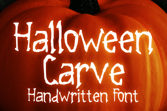 Halloween Carve pumpkin-inspired halloween font preview with carved letter shapes