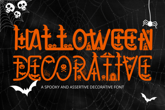 Halloween Decorative ornamental spooky font preview with decorative seasonal letters