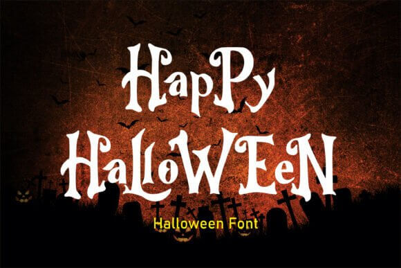 Happy Halloween font preview with cheerful festive script lettering