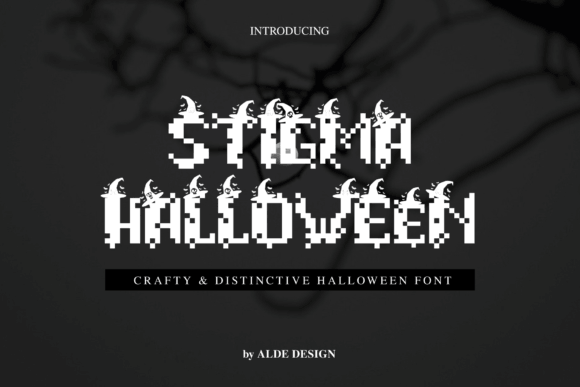 Stigma Halloween font preview with dark gothic spooky type