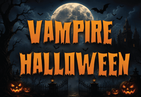 Vampire Halloween font preview with gothic vampire style letters