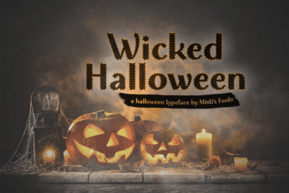 Wicked Halloween font preview with witchy decorative letters for halloween font design