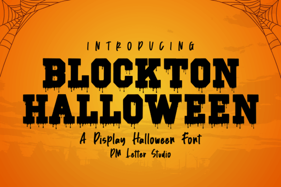 Blockton Halloween bold block retro Halloween font preview