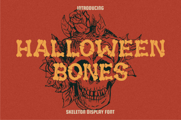 Halloween Bones font preview with bone-style letters for creepy Halloween typography