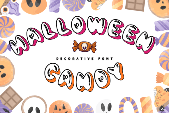 Halloween Candy font preview with playful candy-style Halloween letters