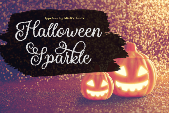 Halloween Sparkle cute glam halloween font preview with shiny decorative lettering