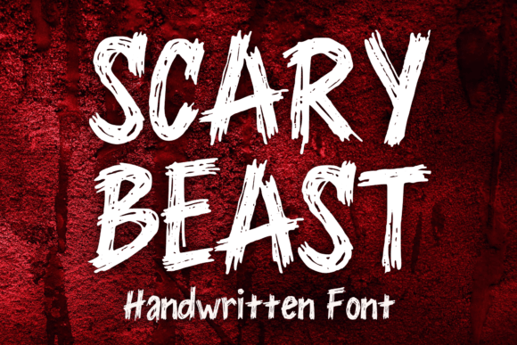 Scary Beast horror font preview with rough beast-like lettering