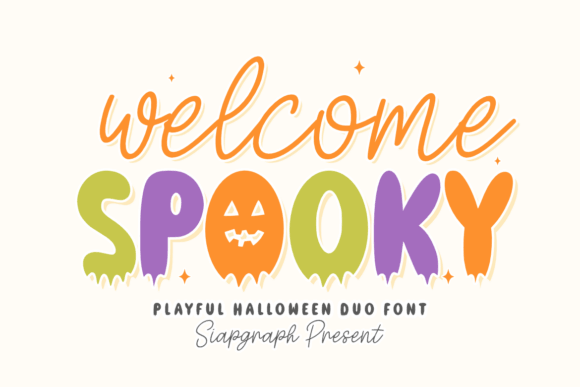 Welcome Spooky font preview for friendly Halloween sign design