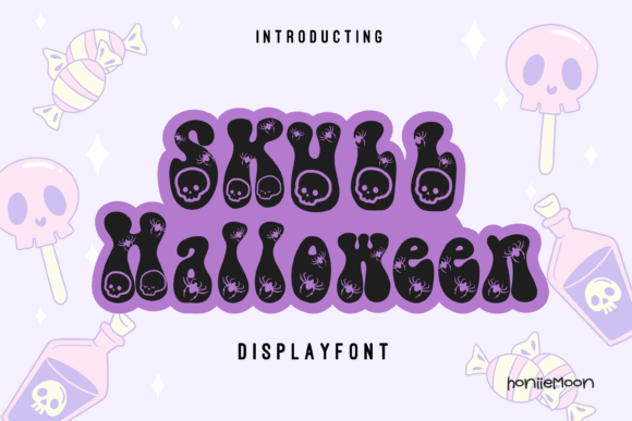Skull Halloween font preview with dark skull-themed halloween display font