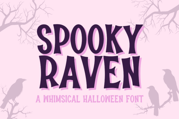 Spooky Raven font preview with gothic raven inspired Halloween typography