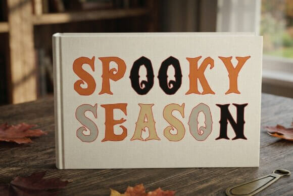 Spooky Season font preview with trendy fall Halloween lettering