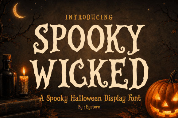 Spooky Wicked witchy halloween font preview for branding and posters