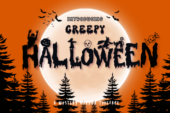 Creepy Halloween font preview with classic spooky display letters