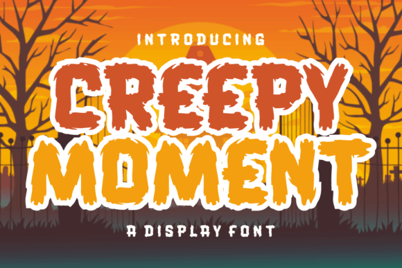 Creepy Moment font preview for moody fall sticker and label design