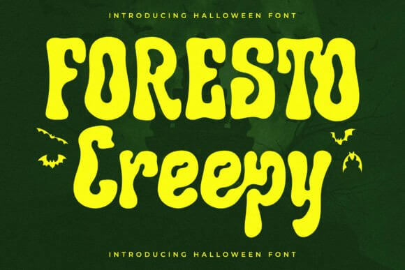 Foresto Creepy font preview with dark woodland horror typography