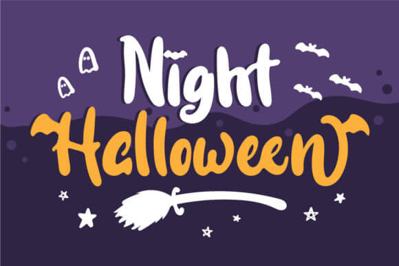 Night Halloween font preview with moody autumn spooky lettering