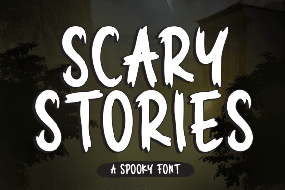 Scary Stories font preview with vintage horror book style typography