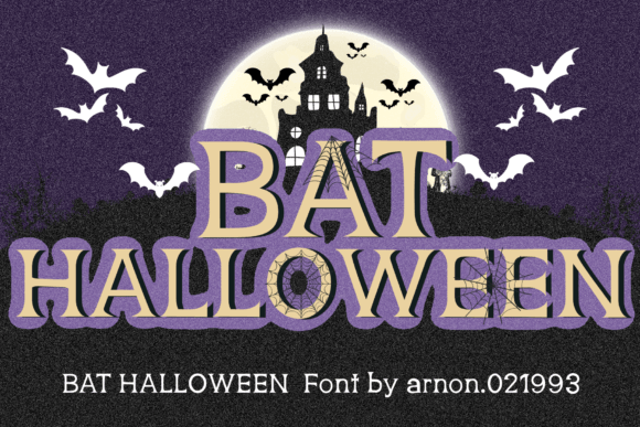 Bat Halloween gothic halloween font preview with spooky bat theme