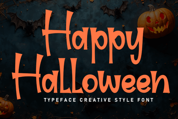 Happy Halloween playful party font preview for family-friendly halloween printables