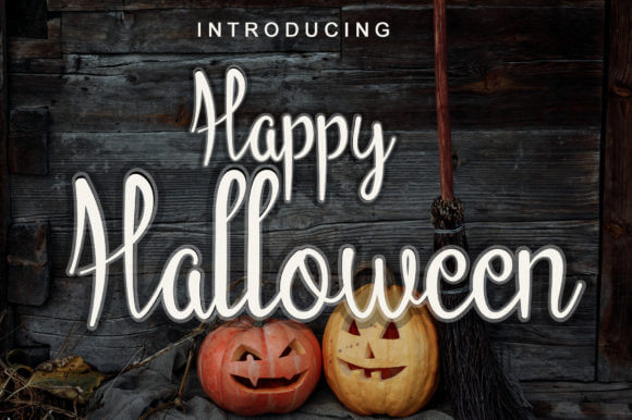 Happy Halloween handwritten font preview for printables and tags