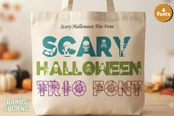Scary Halloween font preview with bold haunted lettering for signs and posters