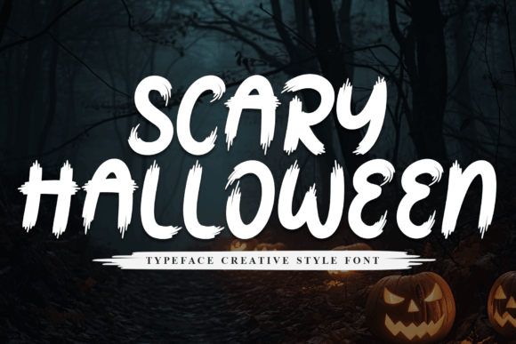 Scary Halloween font preview with rough textured spooky display letters