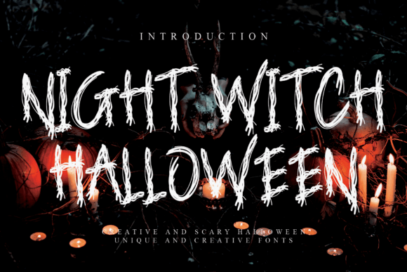 Night Witch Halloween font preview with mystical witchy lettering