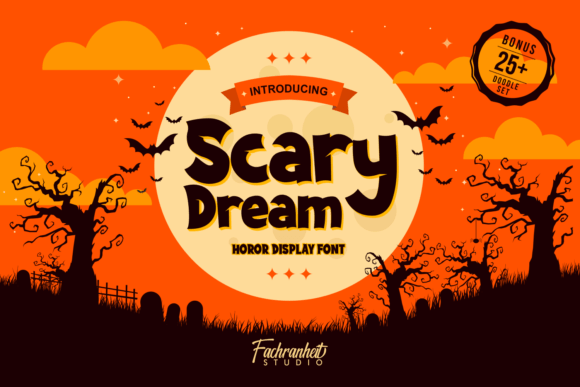 Scary Dream font preview with eerie neon-style horror lettering