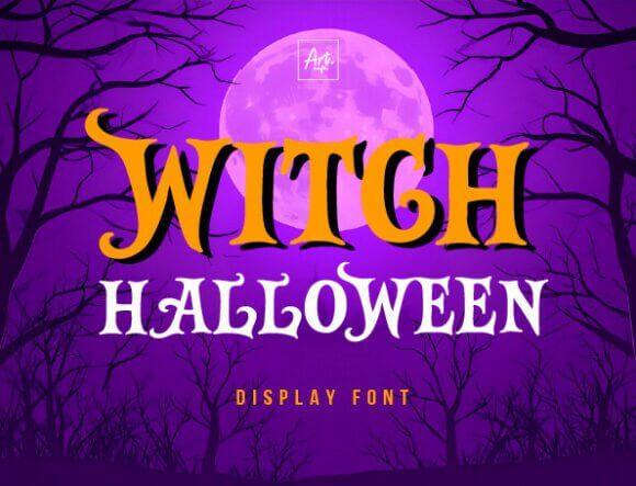 Witch Halloween font preview with gothic spooky party lettering