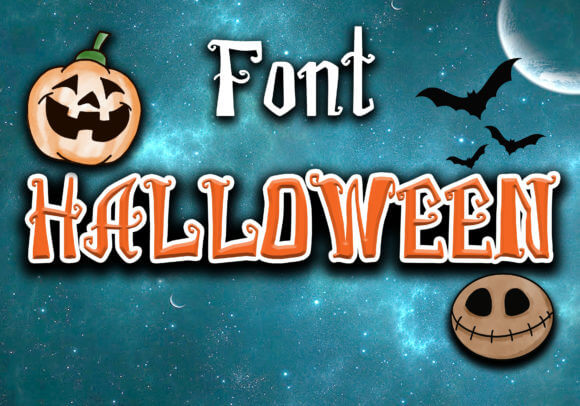 Halloween font preview with decorative spooky letters for party invitations