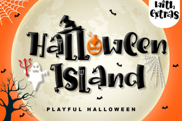 Halloween Island spooky font preview with playful seasonal lettering