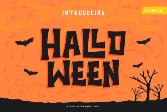 Halloween 54 font preview with bold spooky display lettering for party posters
