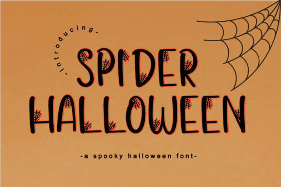 Spider Halloween web-style spooky font preview with creepy lettering