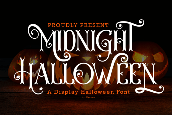 Midnight Halloween font preview with dark gothic letters for eerie titles