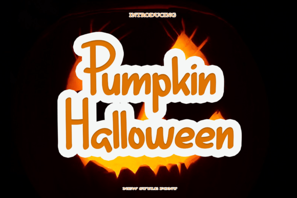 Pumpkin Halloween font preview with cute seasonal lettering and jack-o-lantern theme