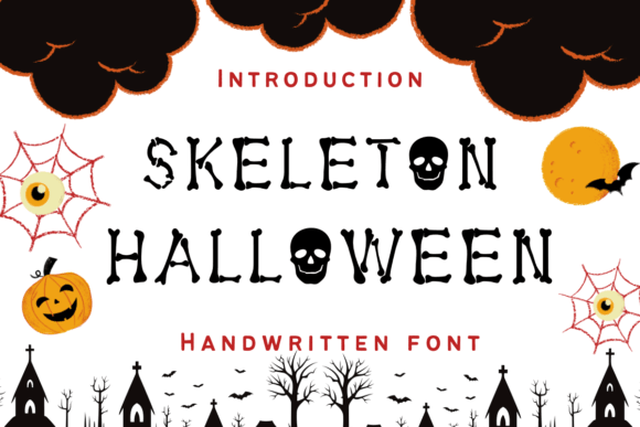 Skeleton Halloween font preview with bone-inspired letters for scary halloween fonts and posters