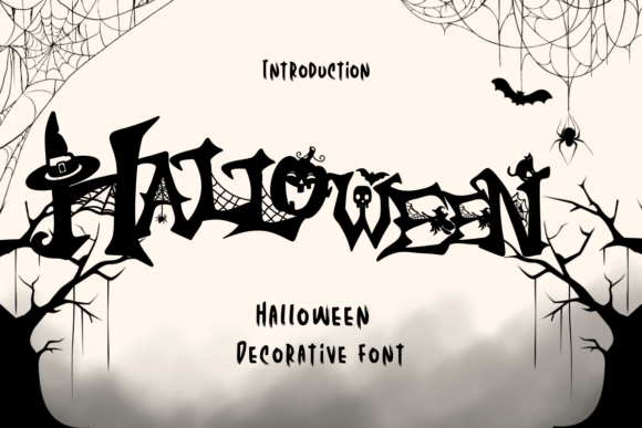 Halloween font preview with bold dripping spooky letters