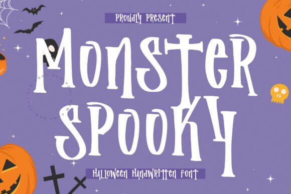 Monster Spooky font preview with bold monster themed Halloween letters
