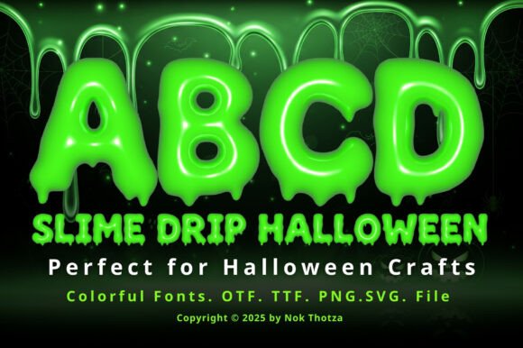 Slime Drip Halloween font preview with drippy horror style lettering