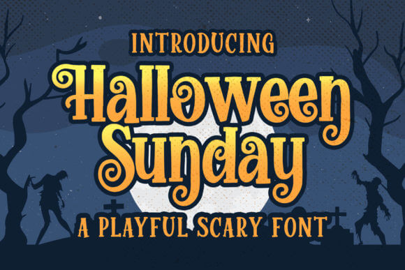 Halloween Sunday retro halloween font preview for pumpkin patch signs and fall graphics
