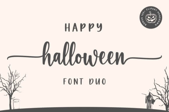 Happy Halloween font preview for cute fall party signs and family crafts