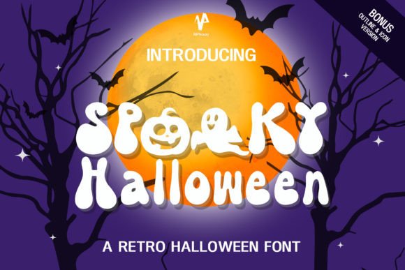 Spooky Halloween font with cute bounce for stickers, tags, and party cards