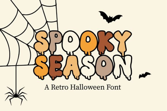 Spooky Season font preview with cute fall Halloween script lettering