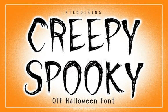 Creepy Spooky font preview with rough handmade Halloween lettering