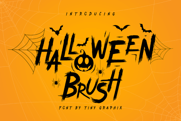 Halloween Brush font preview with bold brush lettering for spooky seasonal designs