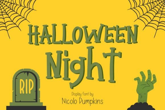 Halloween Night display font preview for dark spooky posters